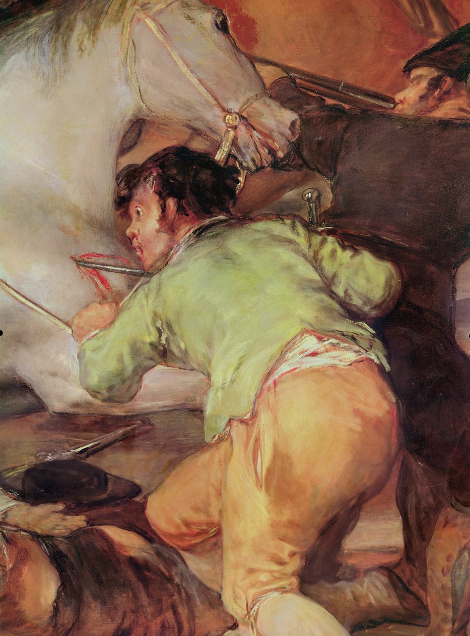 2. toukokuuta 1808, Madrid tai Mamelukkien taistelu yksityiskohta miehestä, joka hyökkäsi hevosen kimppuun, 1814 öljy kankaalle tekijältä Francisco de Goya