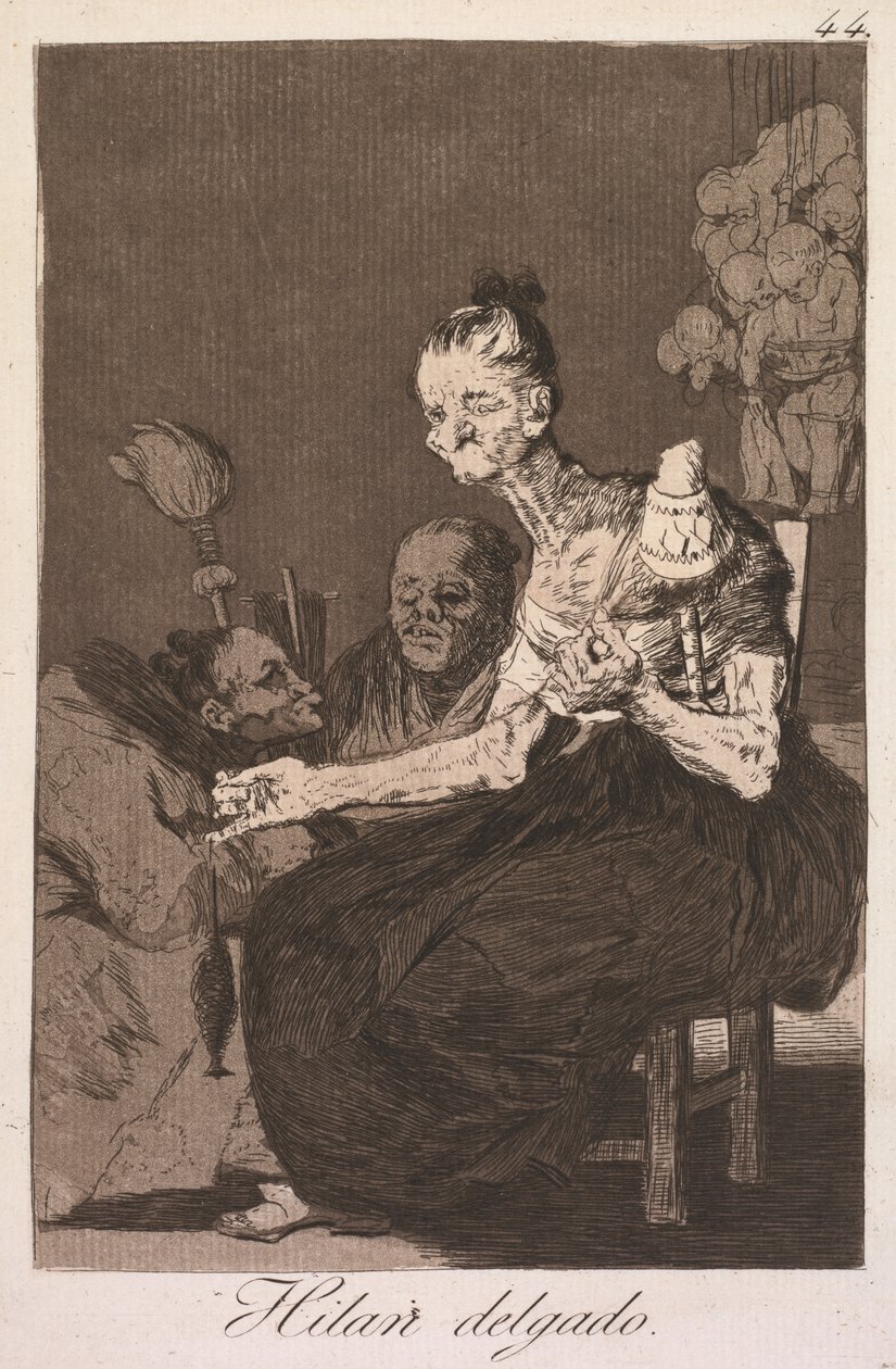 Caprices: He pyörivät hienosti (Los Caprichos: Hilan Delgado) tekijältä Francisco de Goya