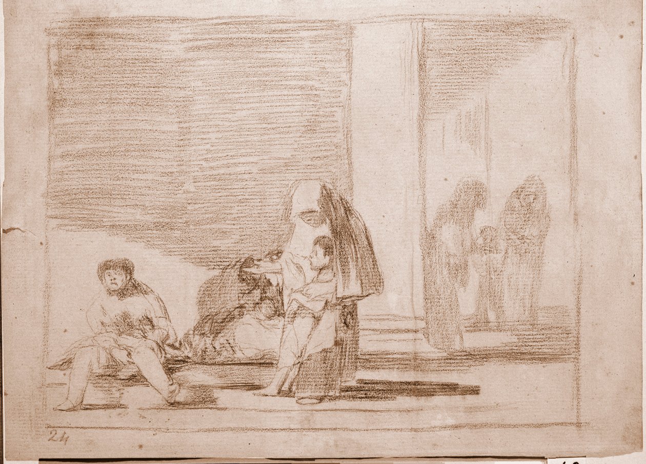 Sodan katastrofit: Terve ja sairas (piirustus tekijältä Francisco de Goya