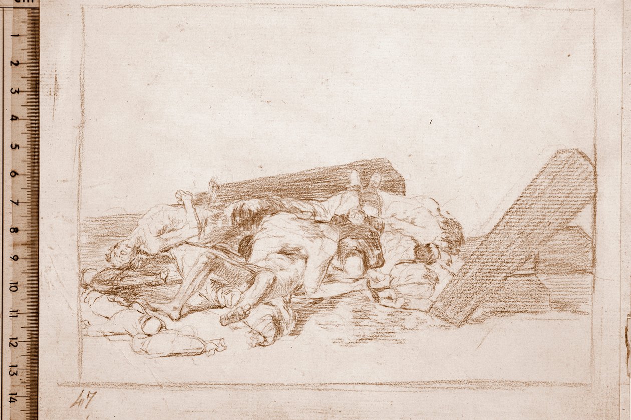 The Disasters of War : Kuolleiden sikotauti (valmistelupiirros tekijältä Francisco de Goya