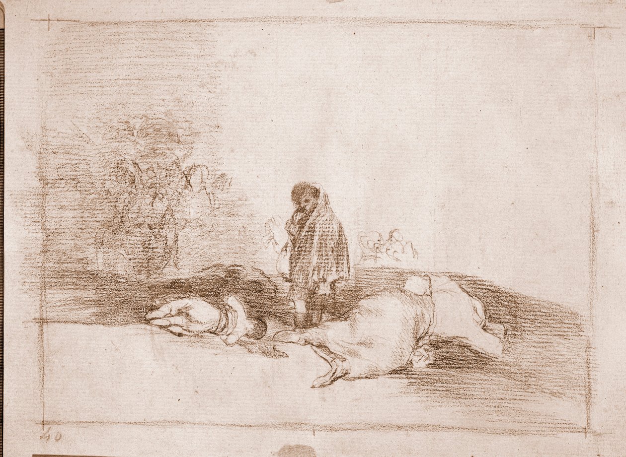 The Disasters of War: Kukaan ei auta häntä (valmistelupiirros tekijältä Francisco de Goya