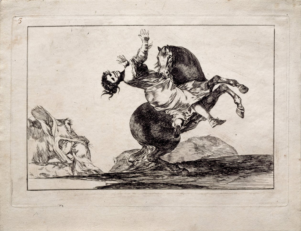 The Horse-Abductor sarjasta Los Disparates Follies, 1815-1819 tekijältä Francisco de Goya