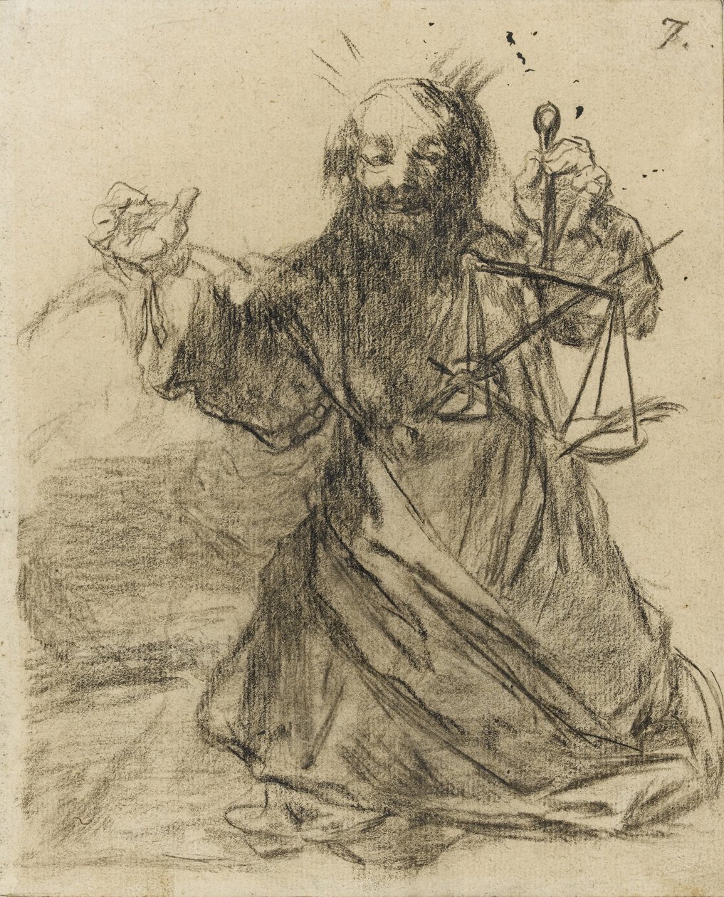 Kynä on miekkaa mahtavampi, 1819-28 (musta liitu paperille). tekijältä Francisco de Goya