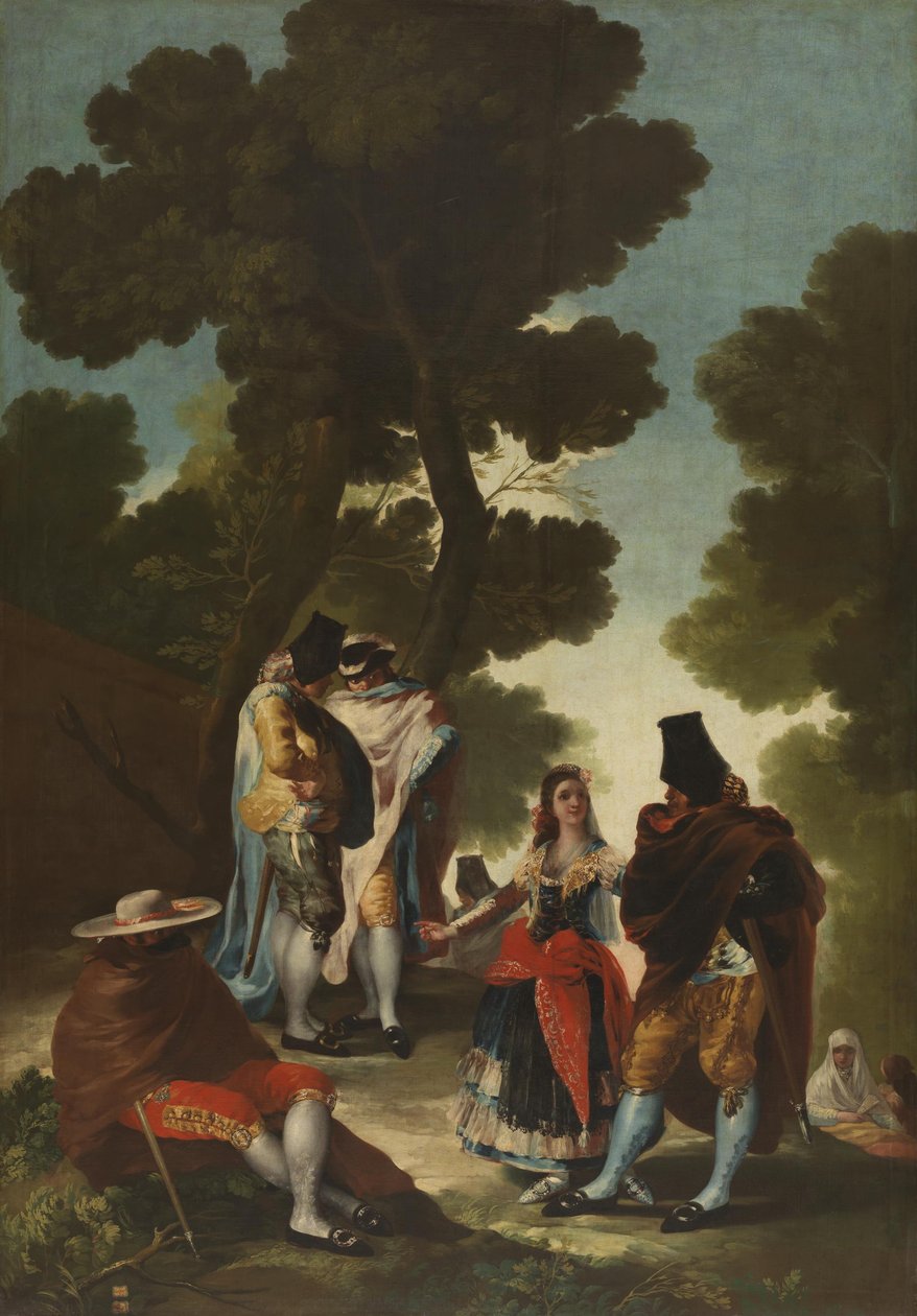 Kaunis nainen ja naamioituneet miehet (Andalusian tie) tekijältä Francisco de Goya