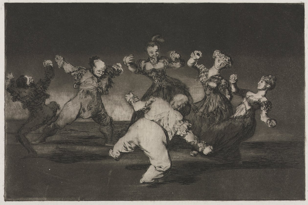 Sananlaskut: Jos Marion tanssii, hänen on kannettava seuraukset, 1864. tekijältä Francisco de Goya
