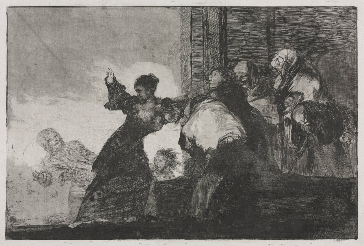 Sananlaskut: Kaksi päätä on parempi kuin yksi tai huono hulluus, 1816-1823 painettu n. 1863. tekijältä Francisco de Goya