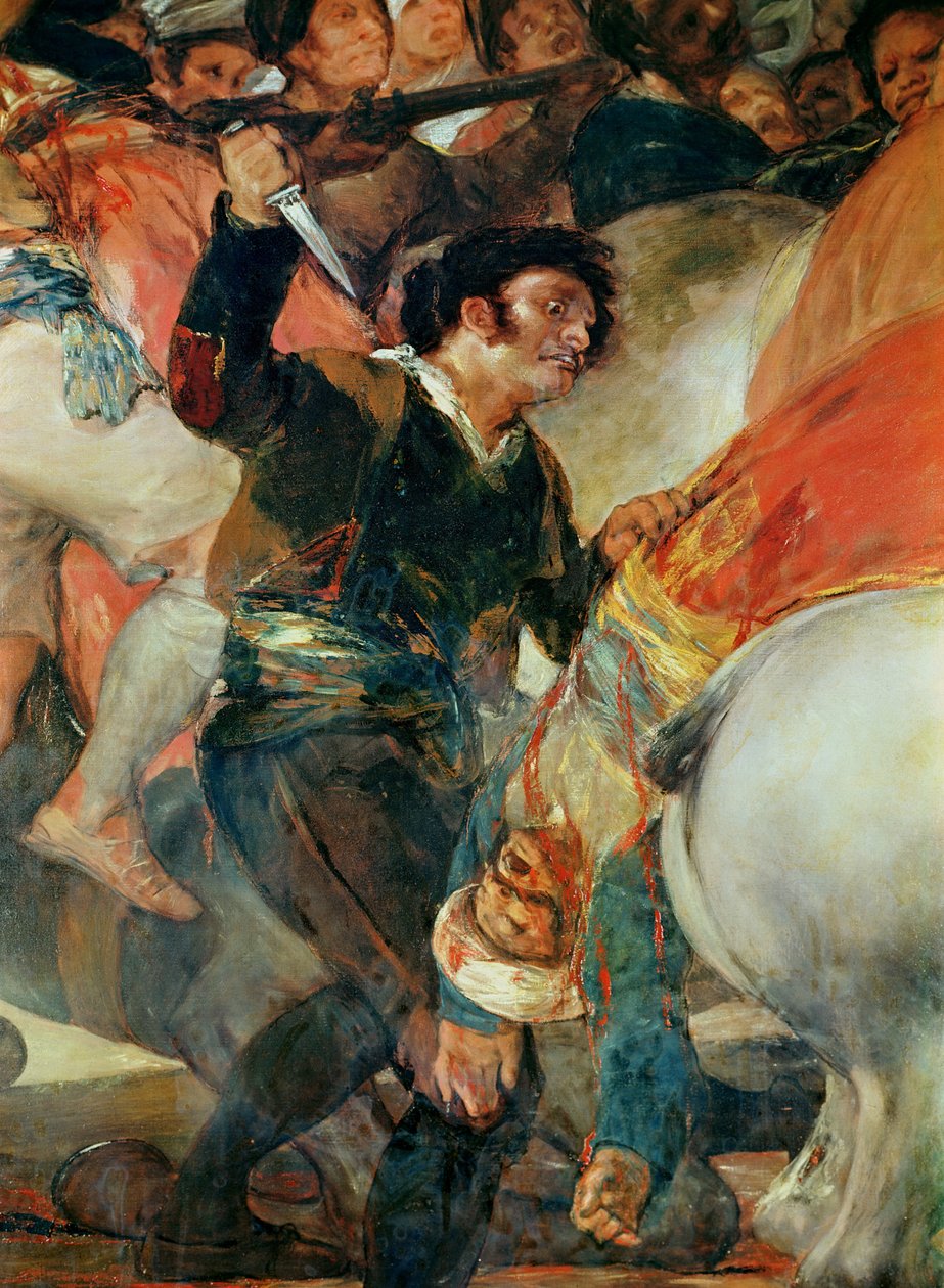 Toinen toukokuu, 1808. Mellakka mamelukkien palkkasoturien vastainen, yksityiskohta miehestä tikarin kanssa, 1814 tekijältä Francisco de Goya