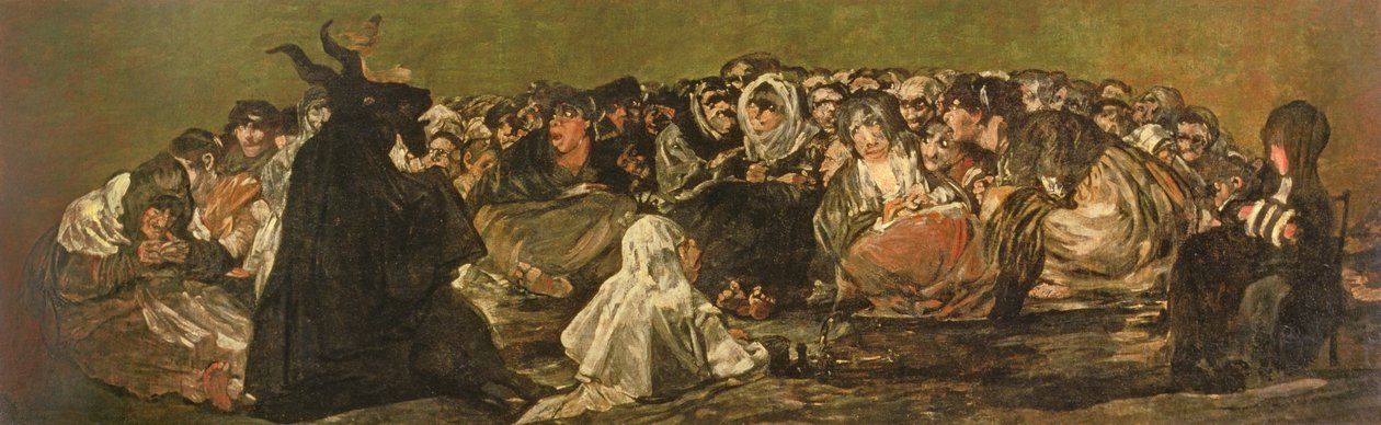 Noitien sapatti tai Suuri vuohi, (yksi mustista maalauksista), n. 1821-23 tekijältä Francisco de Goya