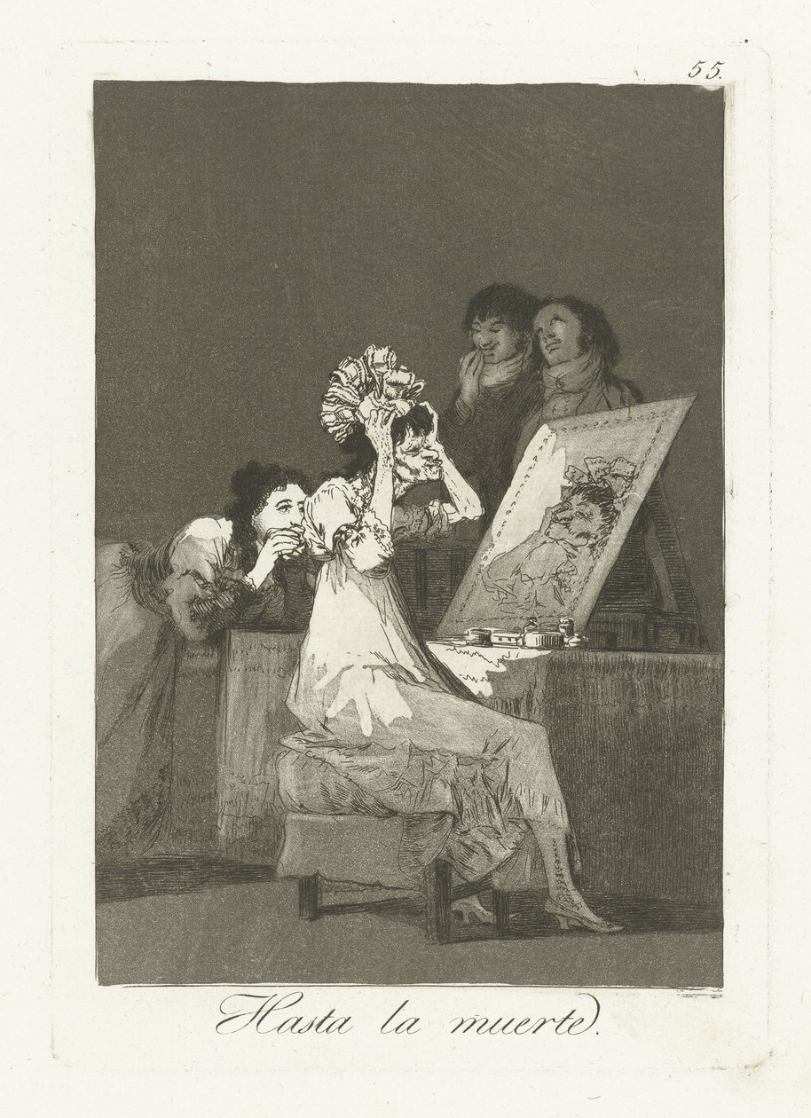 Tot aan de dood Kuolemaan asti (nimi esineessä) Los Caprichos (sarjan nimi) tekijältä Francisco de Goya