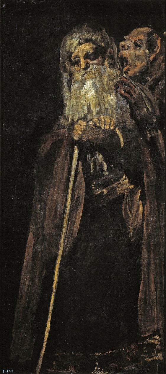 Kaksi vanhaa miestä kaksi munkkia tekijältä Francisco de Goya
