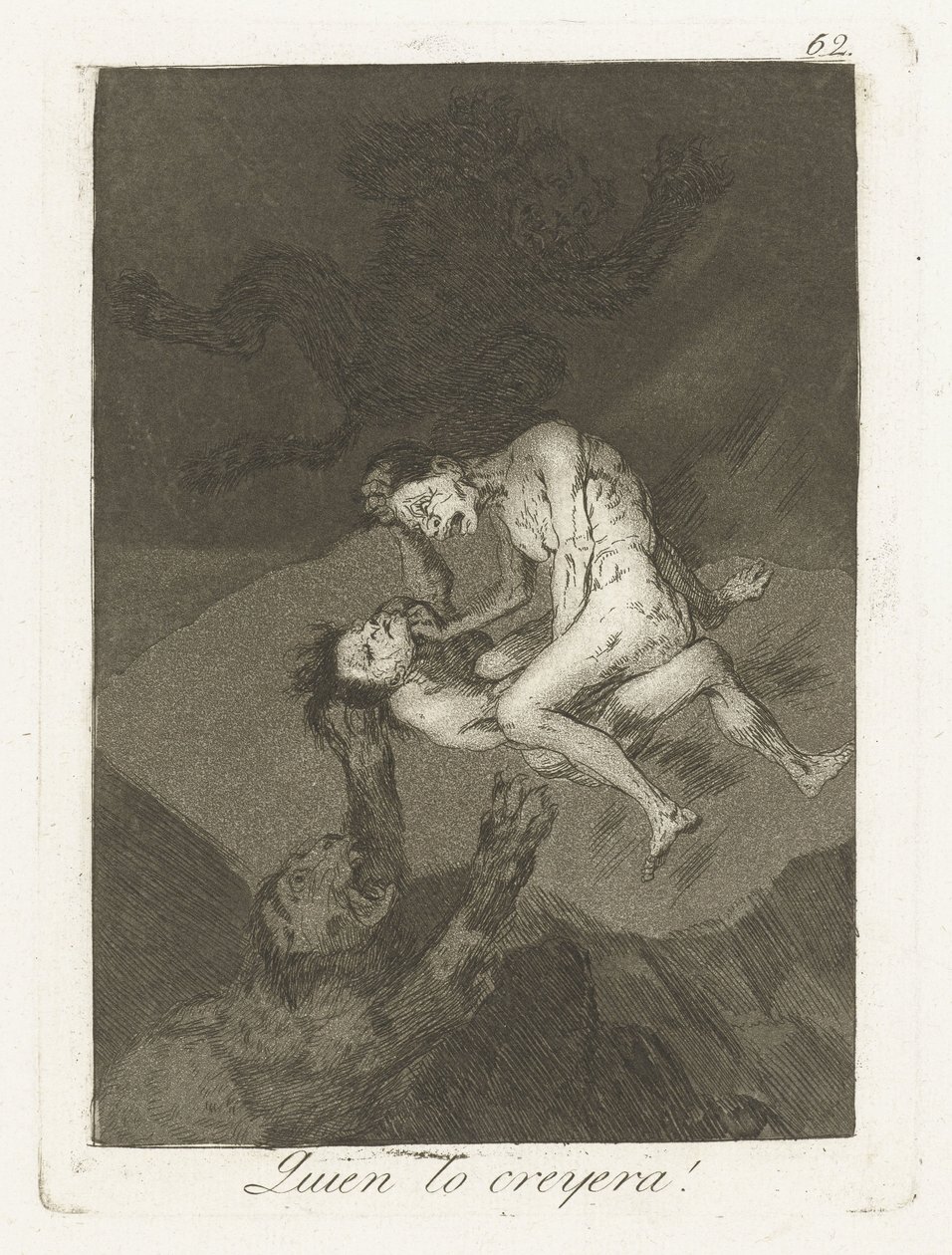 Wie oli dat gedacht! Kukapa uskoisi! (otsikko esineessä) Los Caprichos (sarjan nimi) tekijältä Francisco de Goya