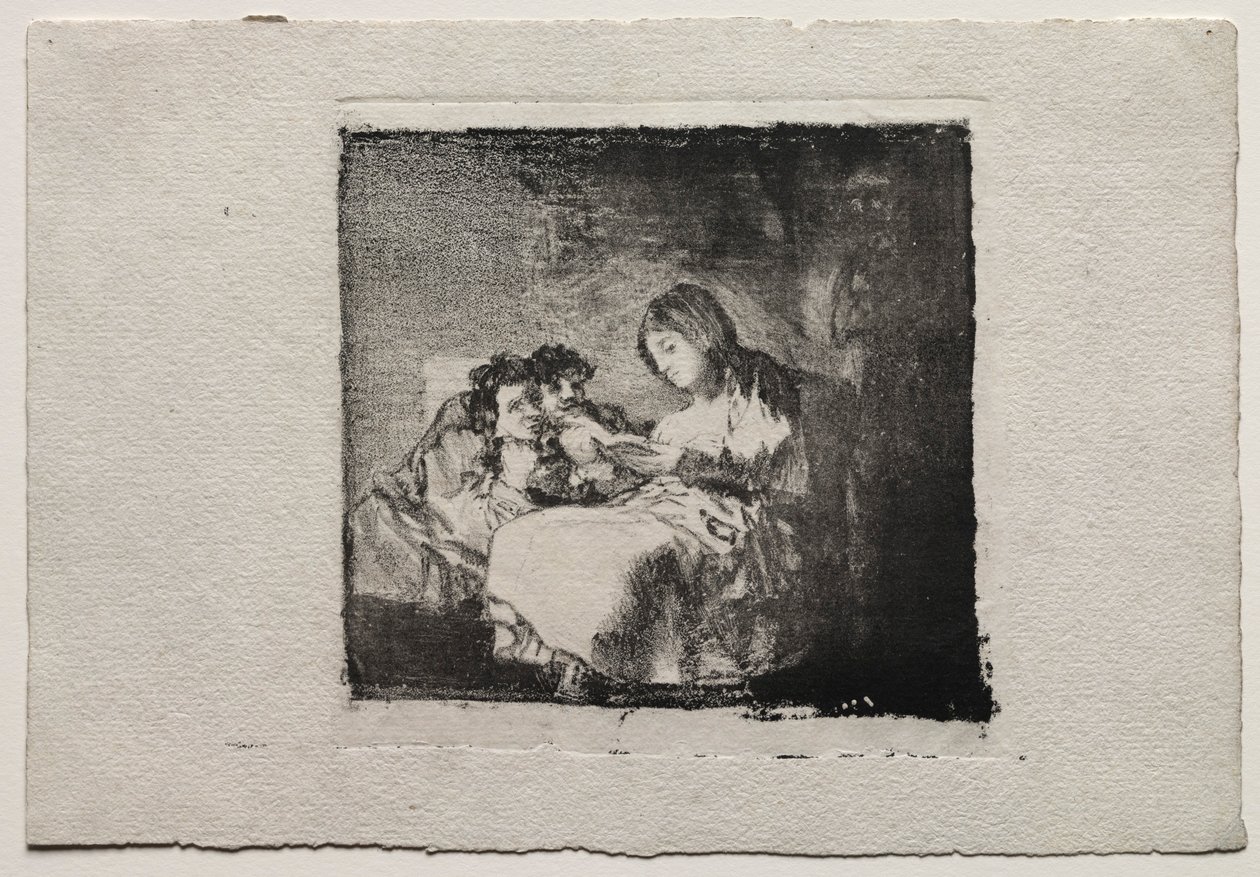 Nainen lukee kahdelle lapselle, 1824-1825. tekijältä Francisco de Goya