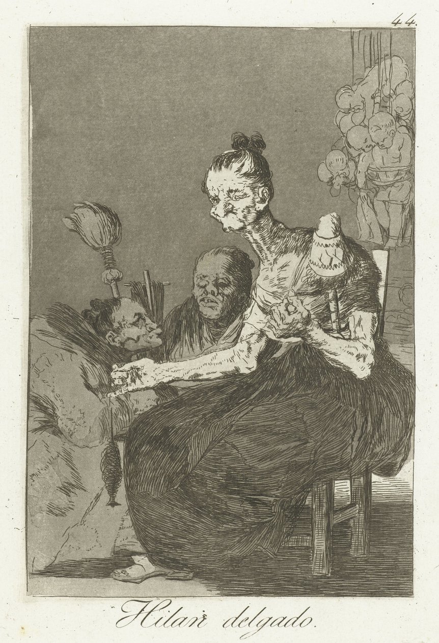 Pyörivät hyvin Hilan Delgado (otsikko esineessä) Los Caprichos (sarjan nimi) tekijältä Francisco de Goya