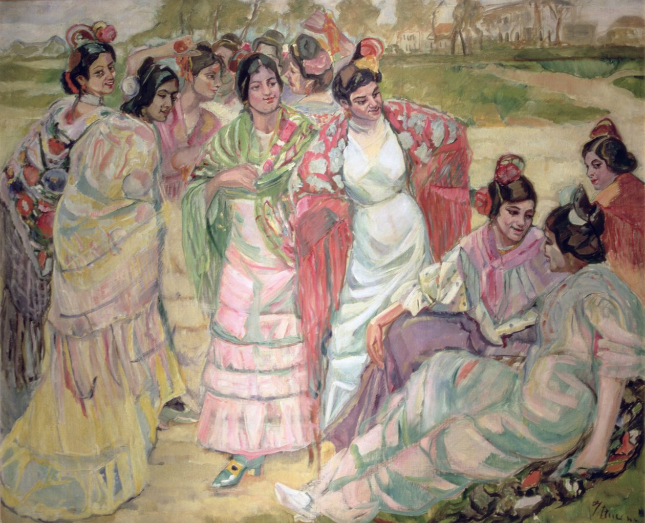 Naiset huivit (öljy kankaalle) tekijältä Francisco de Iturrino