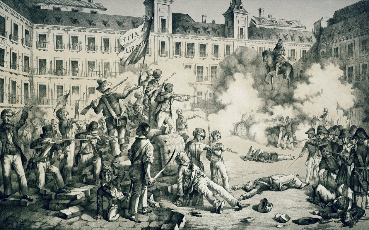 Espanjan vallankumous 1854 (litografia) tekijältä Francisco de Paula van Halen