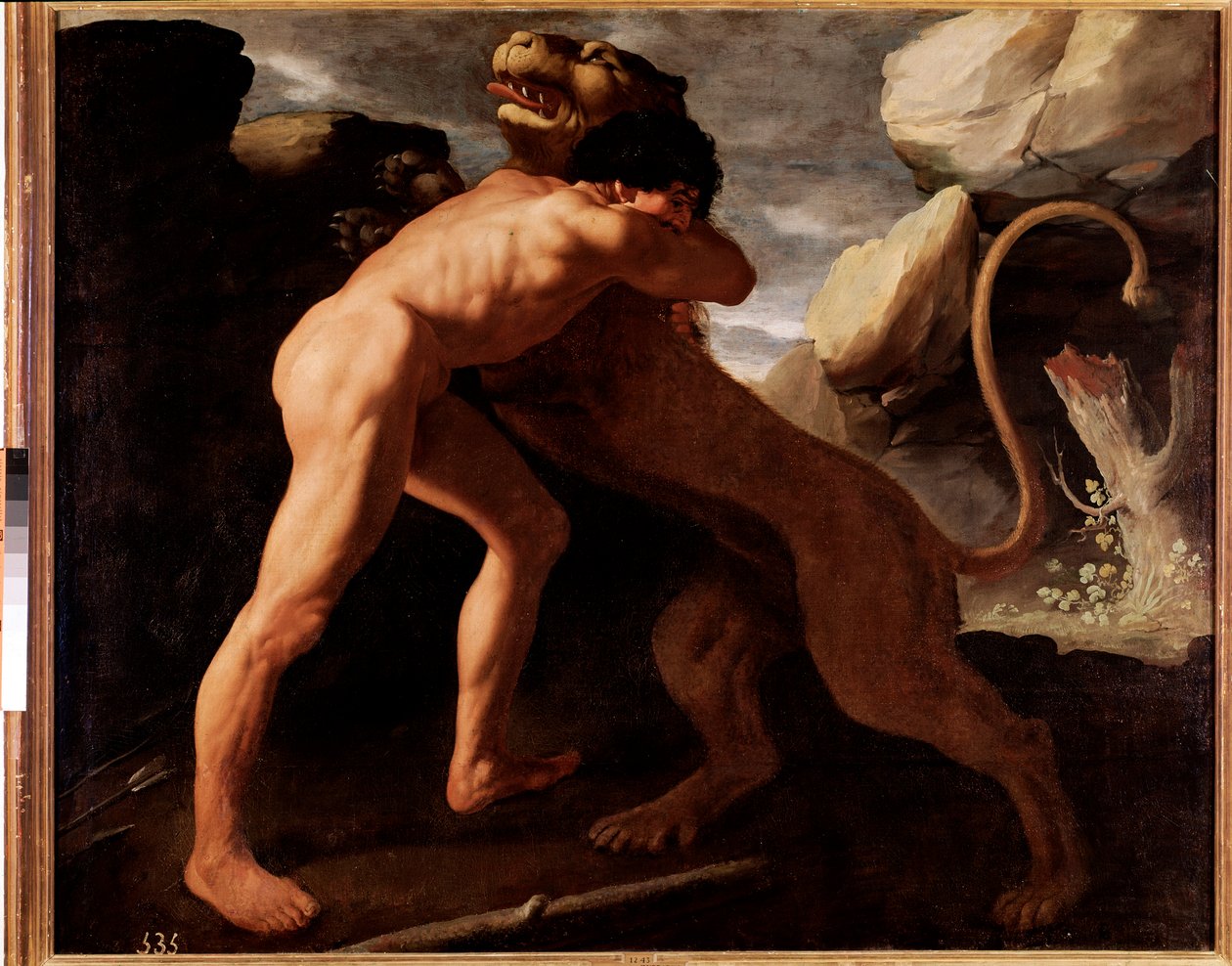 Hercules ja Nemeen leijona, yksityiskohta (öljy kankaalle tekijältä Francisco de Zurbaran