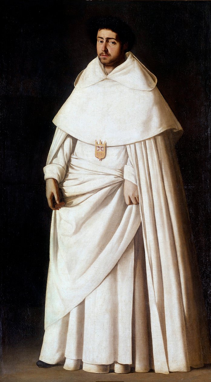 Munkki Mercedairen muotokuva Espanjan uskonnollinen ritarikunta (Mercedario, Our Lady of Merci). Francisco de Zurbaranin (1598-1664) maalaus 1600-luvun Madridissa, Prado-museo - Mercedarian munkin muotokuva, Espanjan uskonnollinen veljeskunta (Mercedario). tekijältä Francisco de Zurbaran