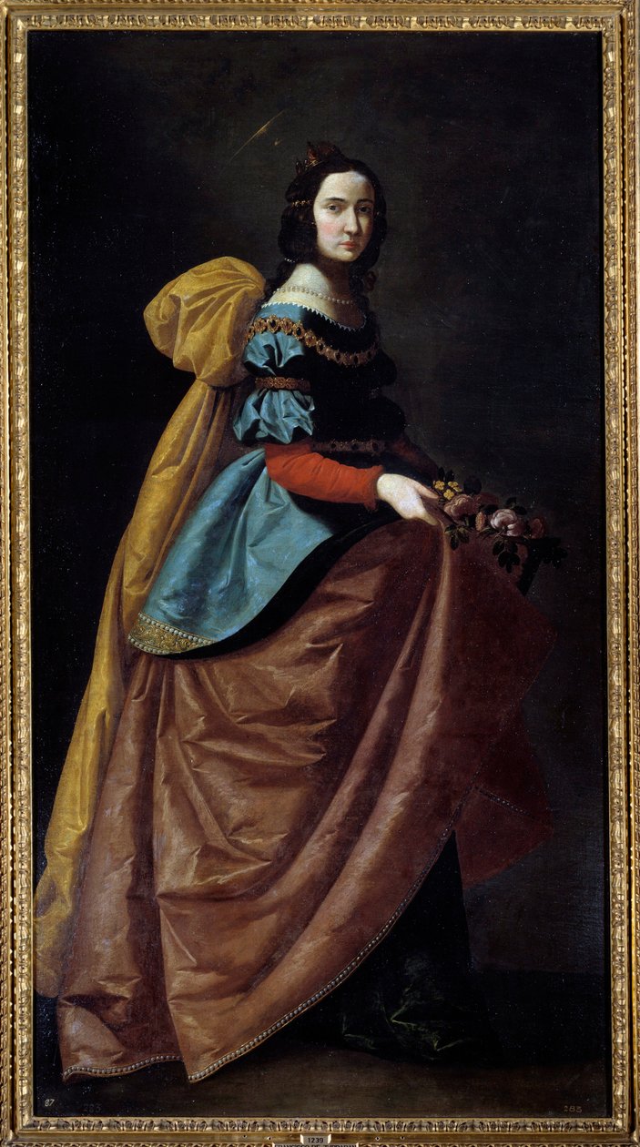 Pyhän Elisabetin (1271-1336) esitys (tai St. Cassilda Burgosista) Francisco de Zurbaranin (1598-1664) maalaus 1640 Madrid, Prado-museo tekijältä Francisco de Zurbaran