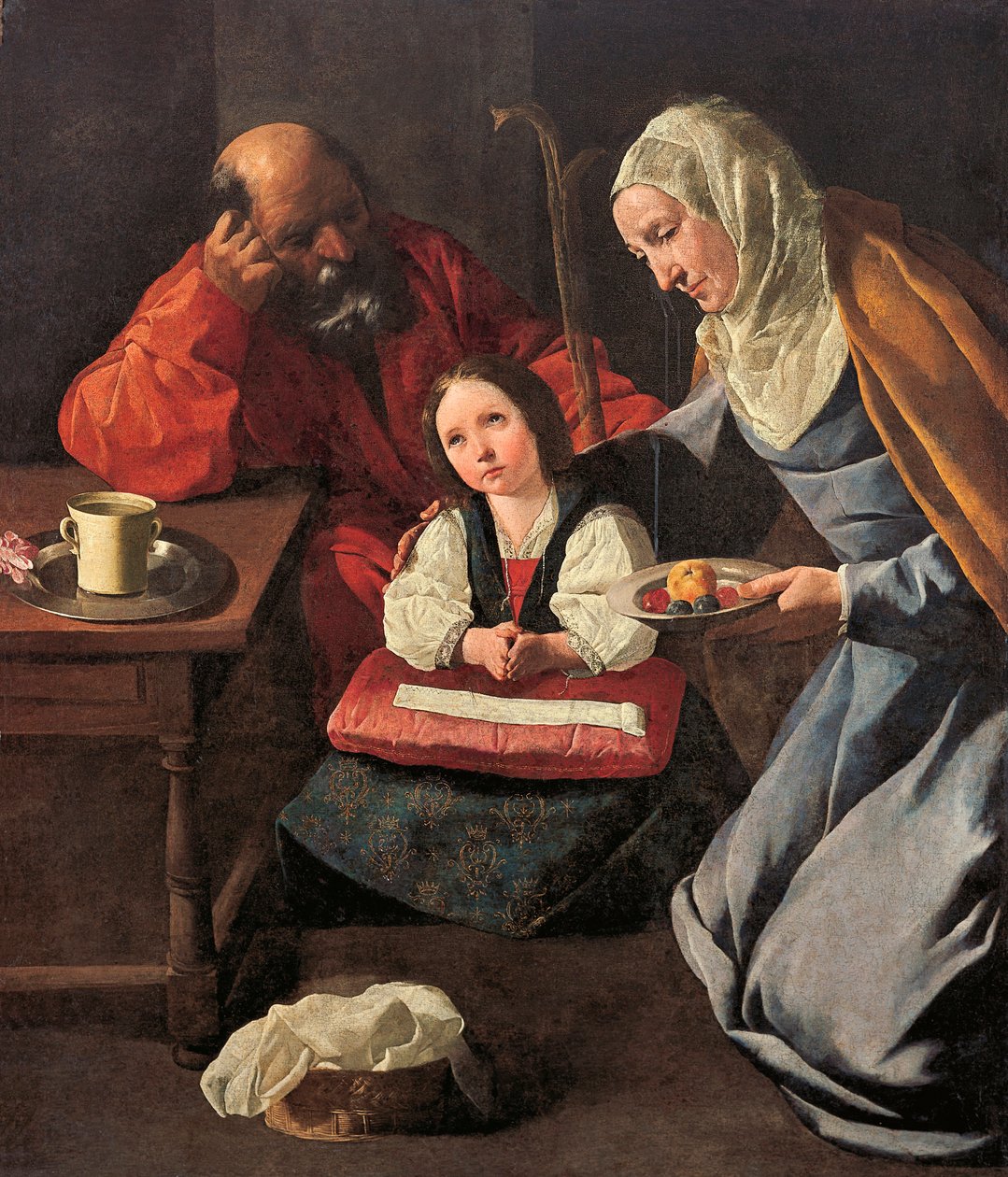 Neitsyen lapsuus, Zurbaran, Francisco, de (1598-1664). Öljy kankaalle tekijältä Francisco de Zurbaran
