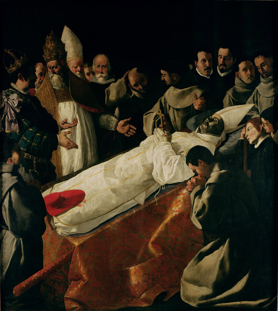 Pyhän Bonaventuren ruumiin näyttely (1221-74) vuoden 1627 jälkeen tekijältä Francisco de Zurbaran