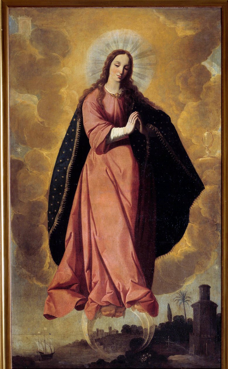 Francisco de Zurbaranin (1598-1664) 1600-luvun Marchenan immaculee-maalaussuunnittelu. Pyhän Johannes Kastajan kirkko tekijältä Francisco de Zurbaran