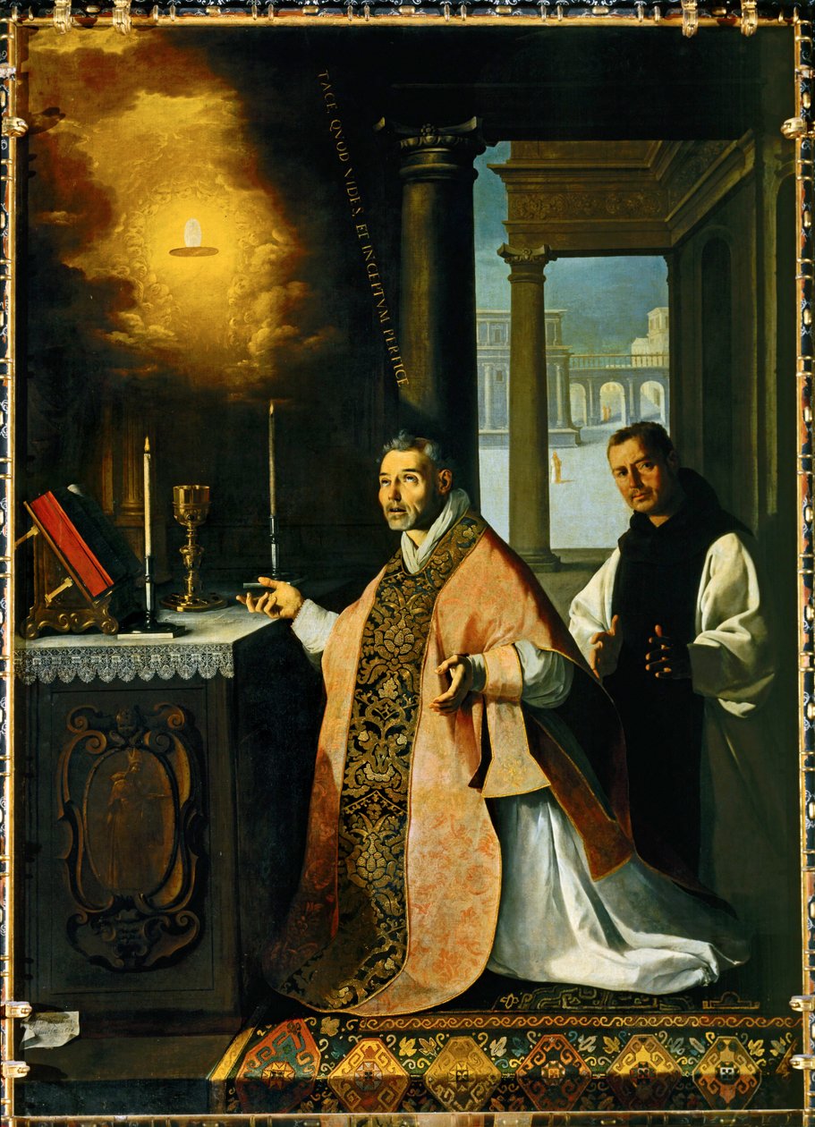 Toledon pappi Cabanuelas viettää messua vuonna 1420 ... (maalaus kankaalle) tekijältä Francisco de Zurbaran