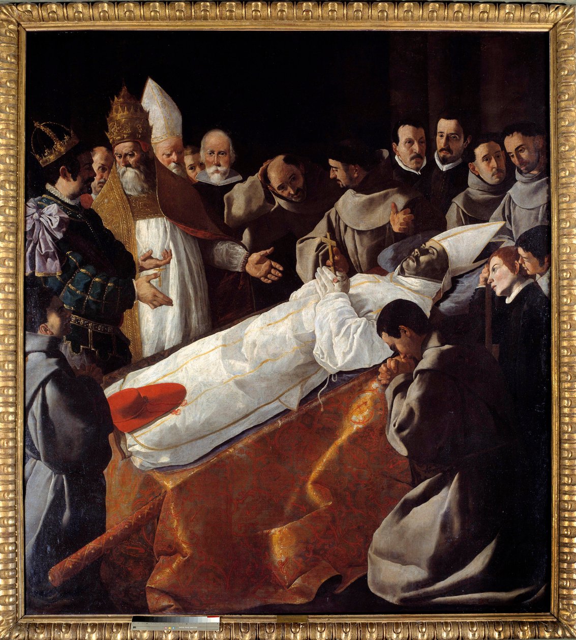 Näyttely Saint Bonaventuren ruumiista (1221-1274) Francisco de Zurbaranin (1598-1664) maalaus 1600-luvun su. 2,5x2,25 m tekijältä Francisco de Zurbaran