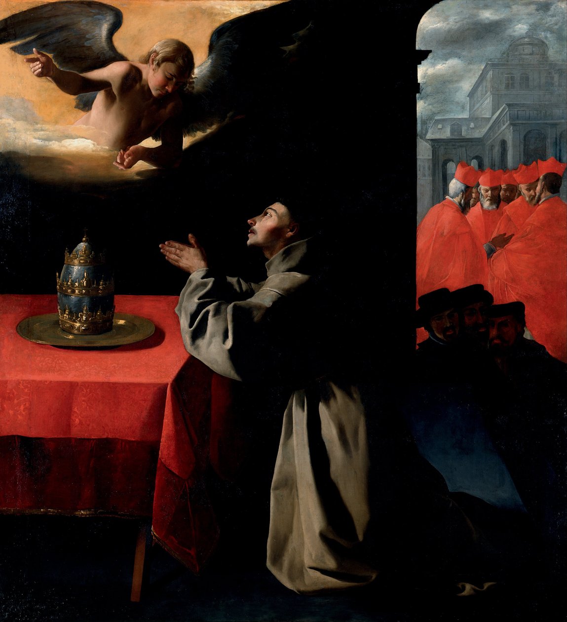 Pyhän Bonaventuran rukous uuden paavin valinnasta tekijältä Francisco de Zurbaran