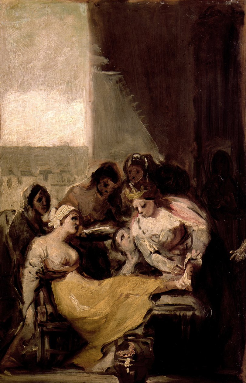 Portugalilainen pyhä Isabel parantaa sairaan naisen haavat tekijältä Francisco de Goya