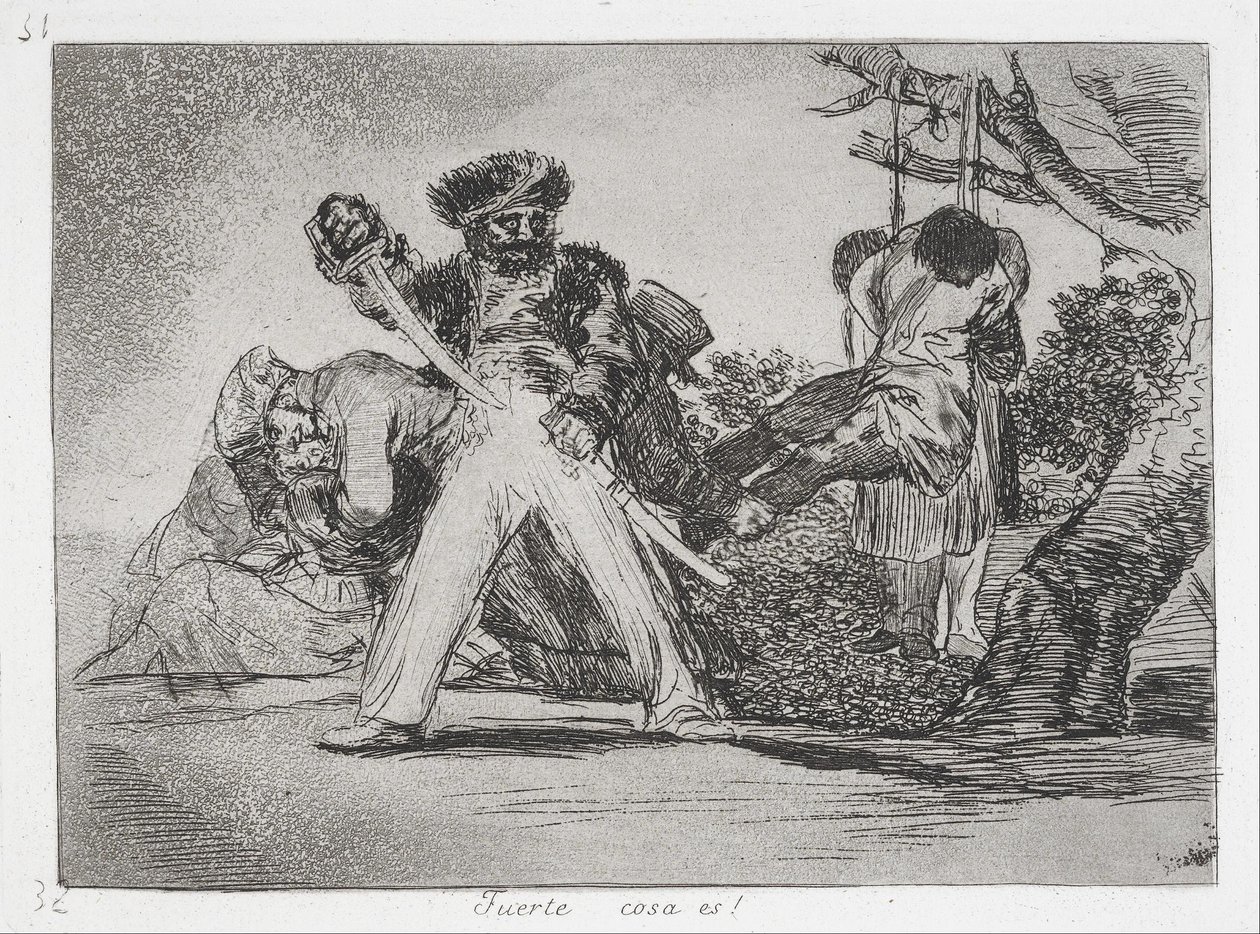 Tämä on liikaa! (Fuerte cosa es!) sarjasta Sodan katastrofit (Los Desastres de la Guerra... tekijältä Francisco de Goya