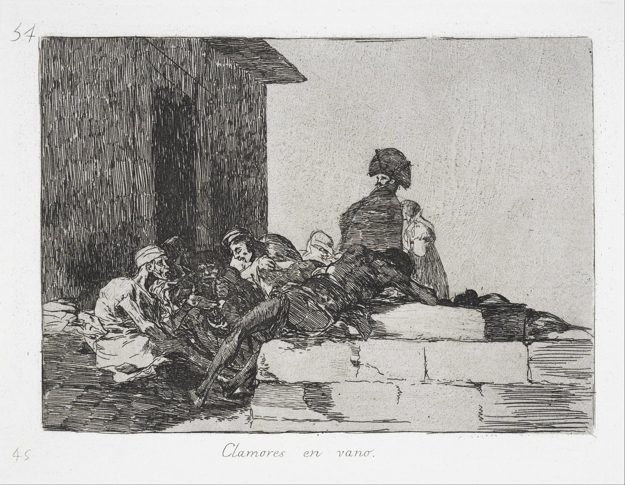 Turhia valituksia (Clamores en vano) sarjasta Sodan katastrofit (Los Desastres de la Guerra) tekijältä Francisco de Goya