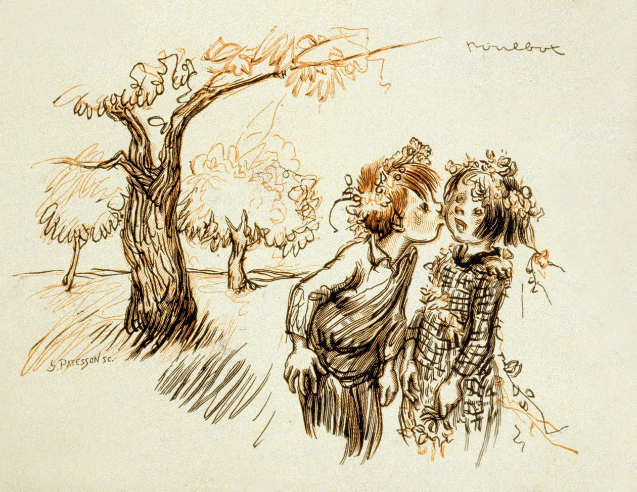 Kuvitus Jules Renardin teoksesta "Poil de Carotte" (1894) tekijältä Francisque Poulbot