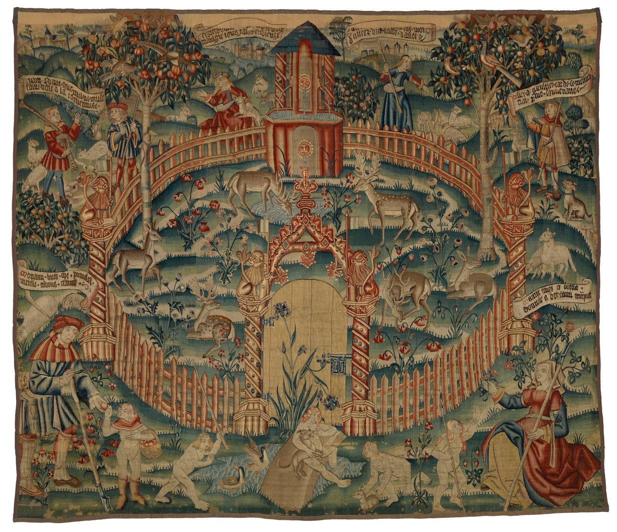 Tapetti, Park au Cerfs, flaamilainen tai ranskalainen, valmistettu n. 1500 (villa) tekijältä Franco Flemish School