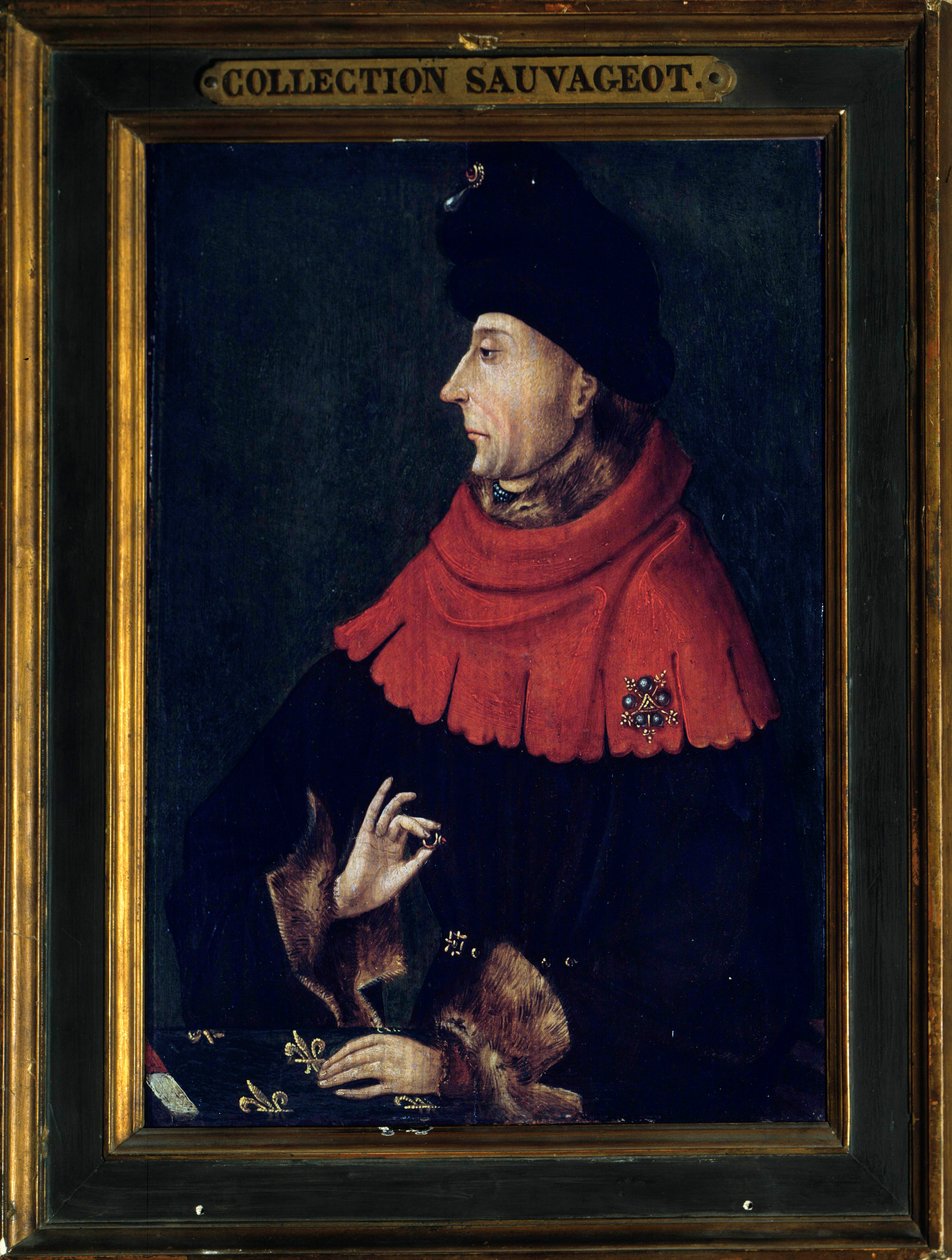 Jeanin muotokuva ilman pelkoa, Burgundin herttua (1371-1419) Maalaus Burgundin koulusta. 1500-luvun alku. Aurinko 0,29x0,21 m tekijältä Franco Burgundian