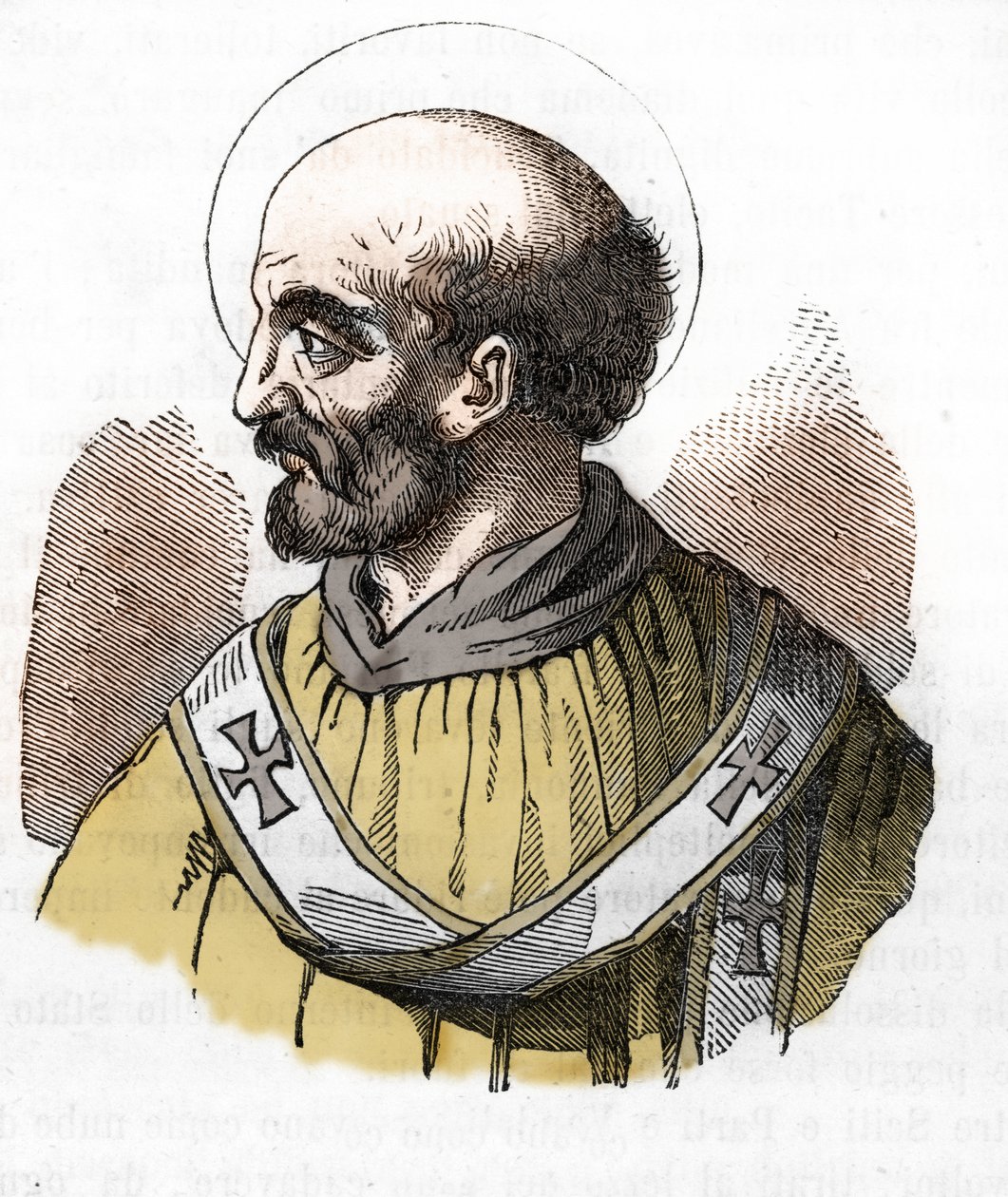 Antiikki: esitys paavi Sixtus II:sta (Sixtus tai Sisto) (258) Piirros Franco Mistralin "" Misteri del Vaticanosta" tekijältä Franco Mistrali