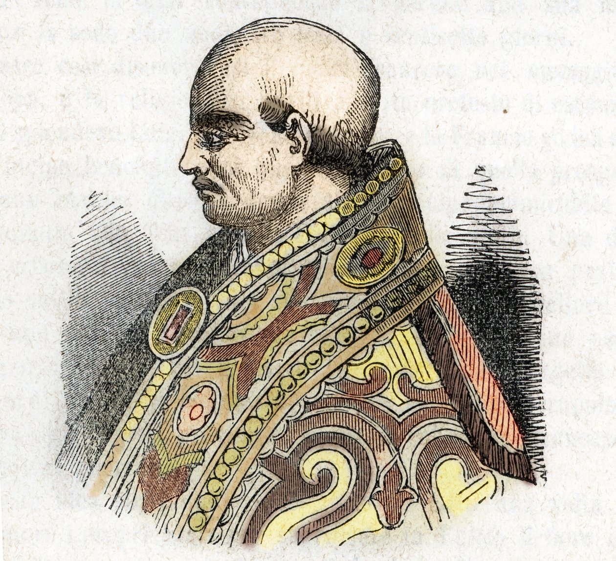 Keskiaika: esitys paavi Urbanus IV:stä (Urban tai Urbanus tai Urbano) (1261-1264) Piirros Franco Mistralin "Misteri del Vaticanosta" tekijältä Franco Mistrali