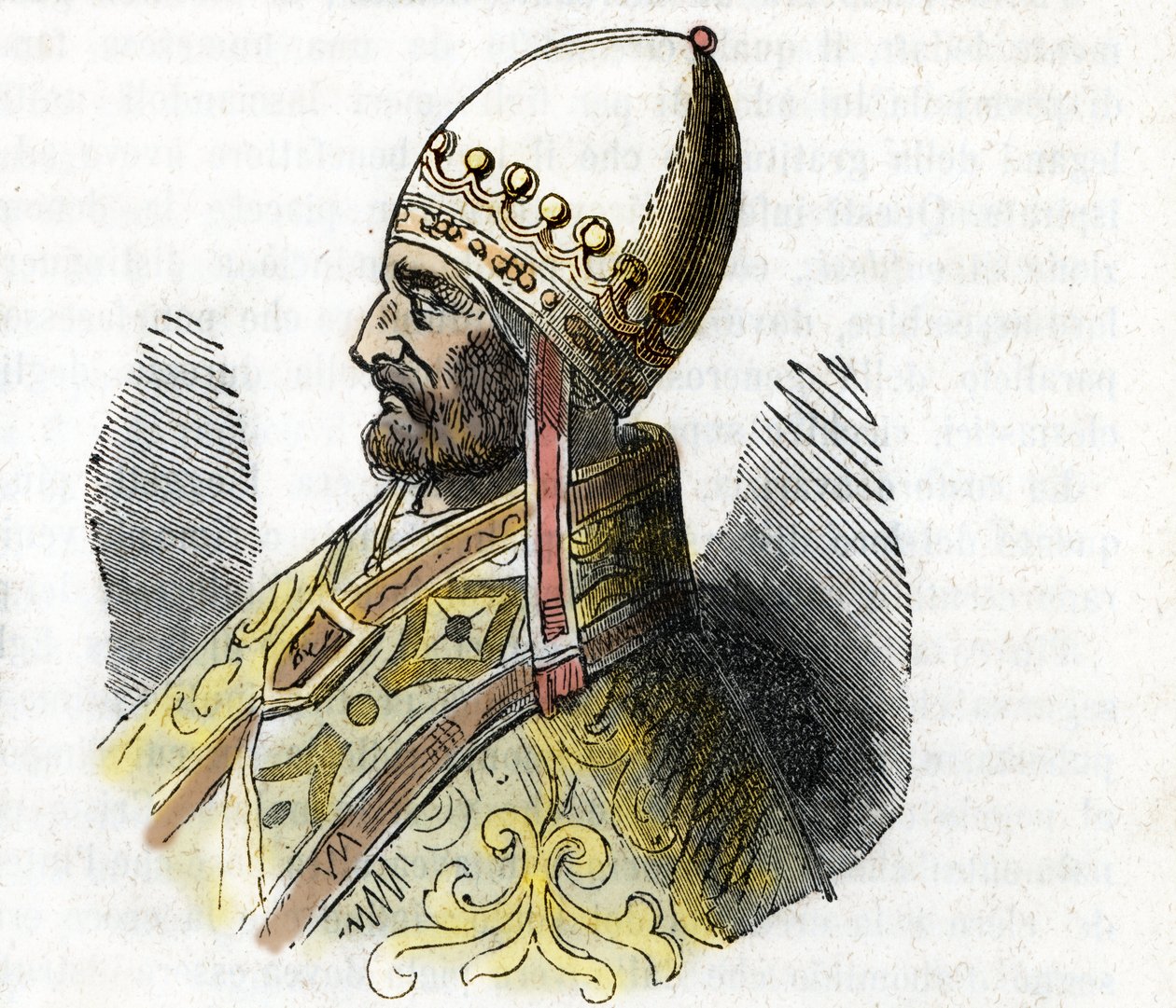 Paavi Adrien IV:n muotokuva (Nicolas Breakspear (tai Breakspeare)) (1100-1159) (Adrian, adrianus tai adriano) Piirros Franco Mistralin "Misteri del vaticanosta" tekijältä Franco Mistrali