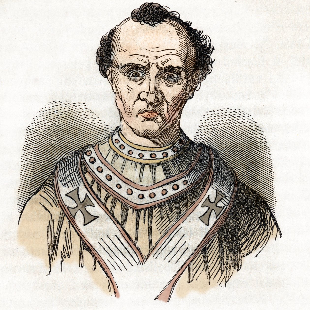 Paavi Johannes X Cencin (860-929) muotokuva (paavi Johannes X) piirros Franco Mistralin "Vatikaanin mysteereistä" tekijältä Franco Mistrali