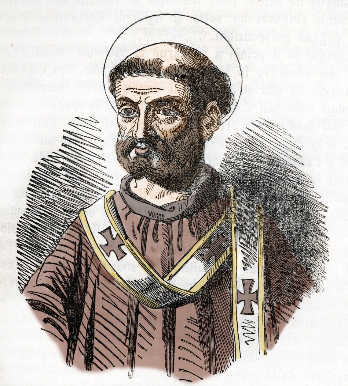 Paavi Liberen (Liberius) muotokuva (352-366) Kaiverrus Franco Mistralin teoksesta "I misteri del vaticano" 1843 tekijältä Franco Mistrali
