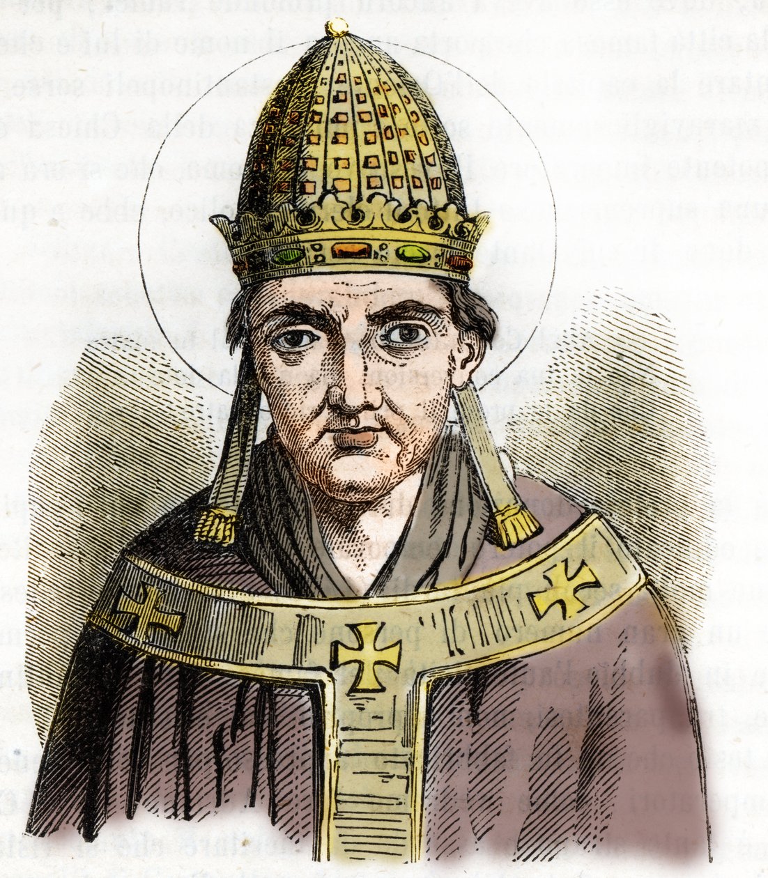 Paavi Sylvestre I:n muotokuva (Silvestre tai Sylvester tai Silvestro) (314-335) - Piirros Franco Mistralin "Misteri del Vaticanosta" tekijältä Franco Mistrali