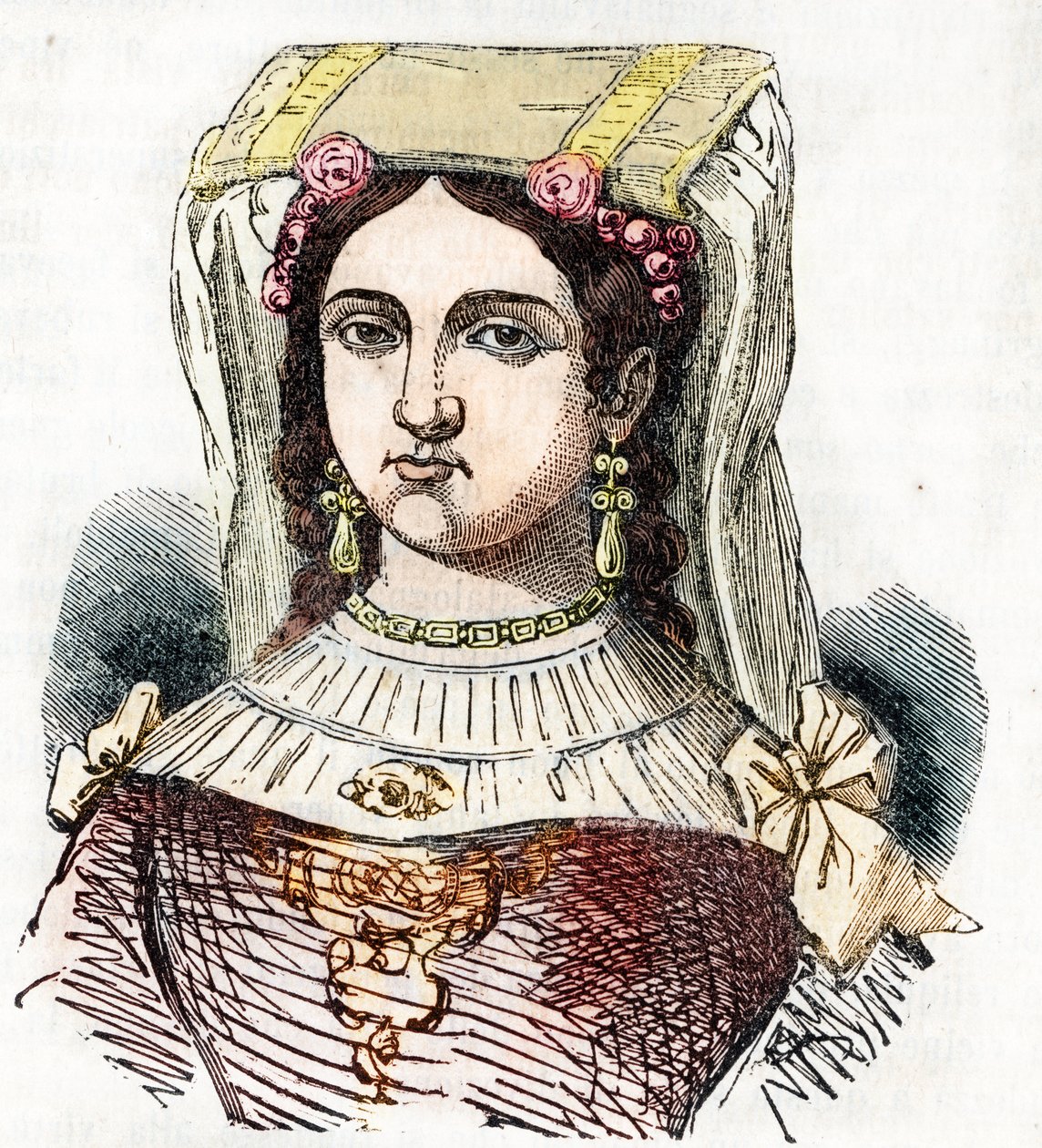 Retrato da nobre romana Marozie Iere (Mariuccia, Mariozza ou Marousie de Tusculum) (ca. 890-932/937), filha de Teofilato e Teodora I, a Antiga (Marozia nobre romana que era a suposta amante do Papa Sérgio III) desenhada de “Eu misterfinlandês tekijältä Franco Mistrali