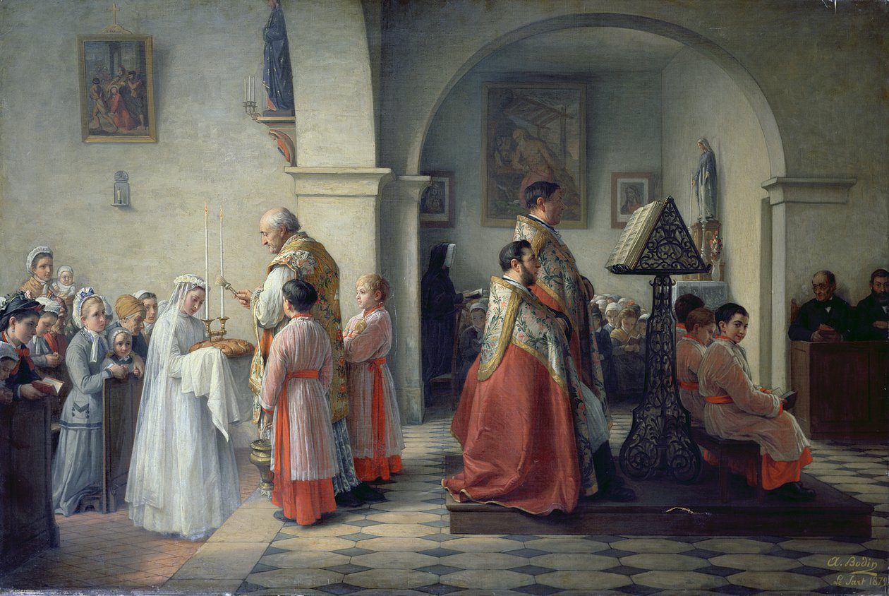 Leivän siunaaminen, 1879 tekijältä Francois Archange Joseph Bodin