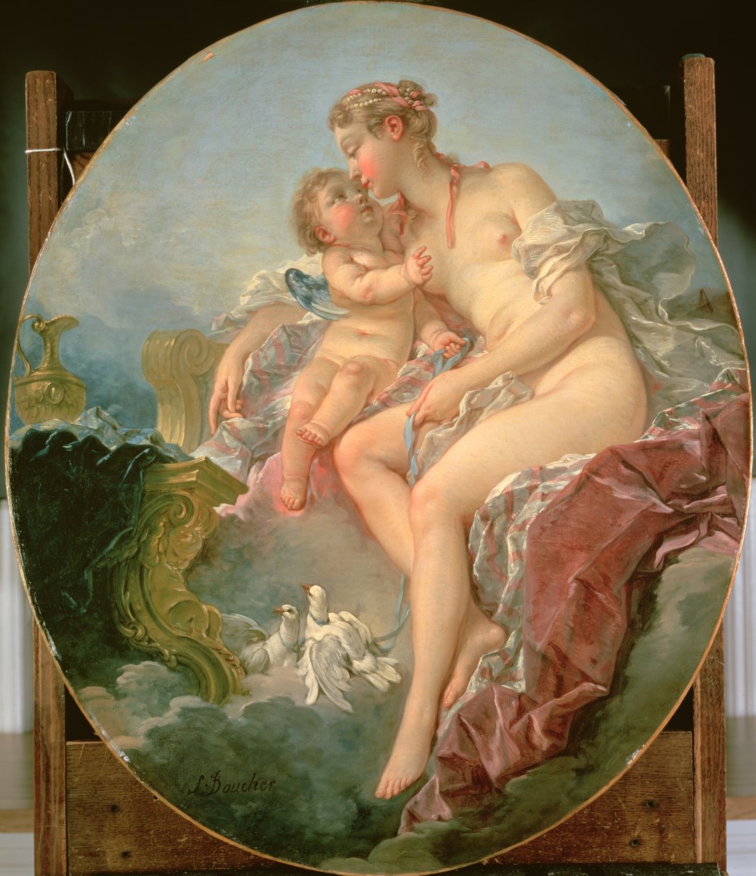 Cupid hyväilevä Venus tekijältä François Boucher