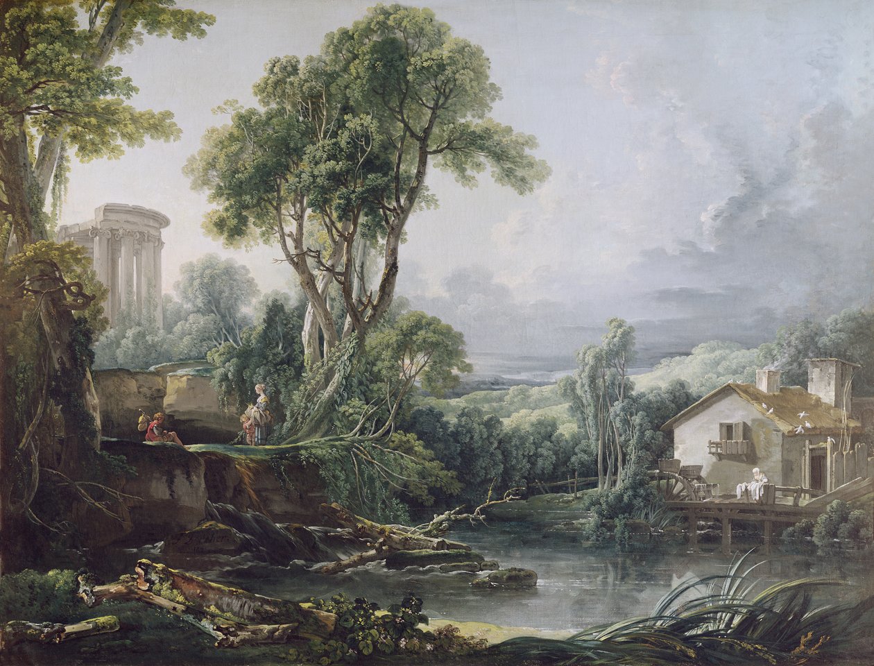 Maisema ja vesimylly tekijältä François Boucher