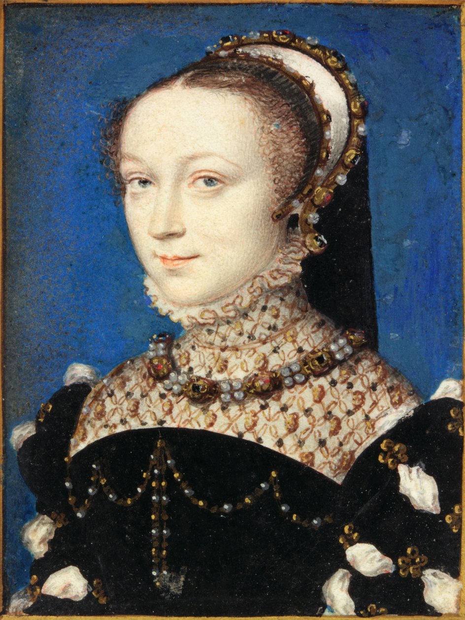 Lady Elizabeth Fitzgerald, Lincolnin kreivitär (wc & bodycolour pergamentilla). tekijältä François Clouet