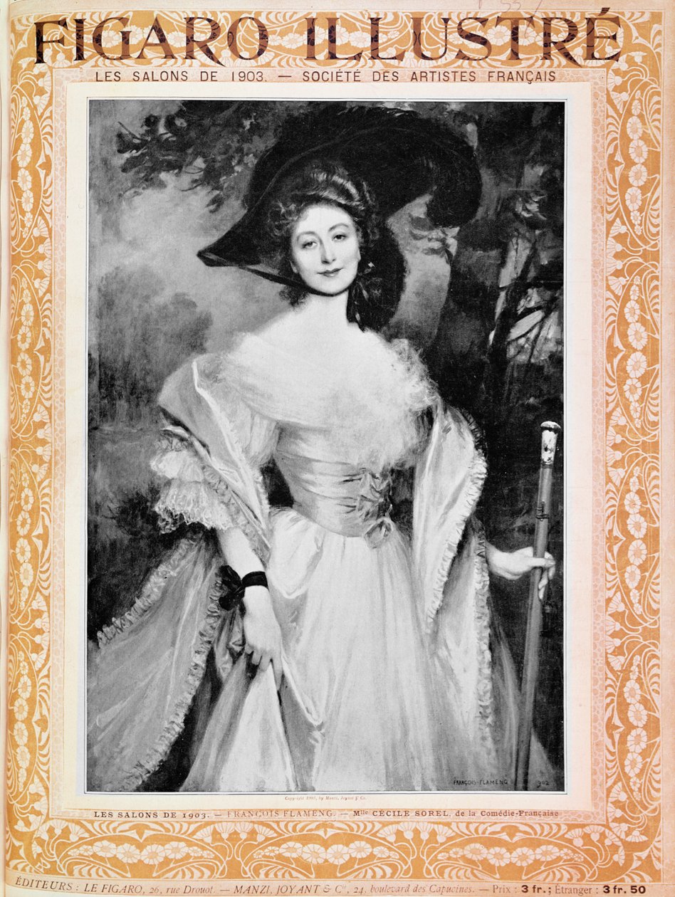 Cecile Sorel (1873-1966) Figaro Illustren etukansi, kesäkuu 1903 tekijältä Francois Flameng