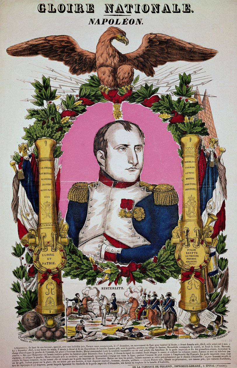 Muotokuva Napoleon I:stä (1769-1821) Austerlitzin taistelun muistoksi 2. joulukuuta 1805, kaiverrettu Jean-Baptiste Thiebault tekijältä Francois Georgin