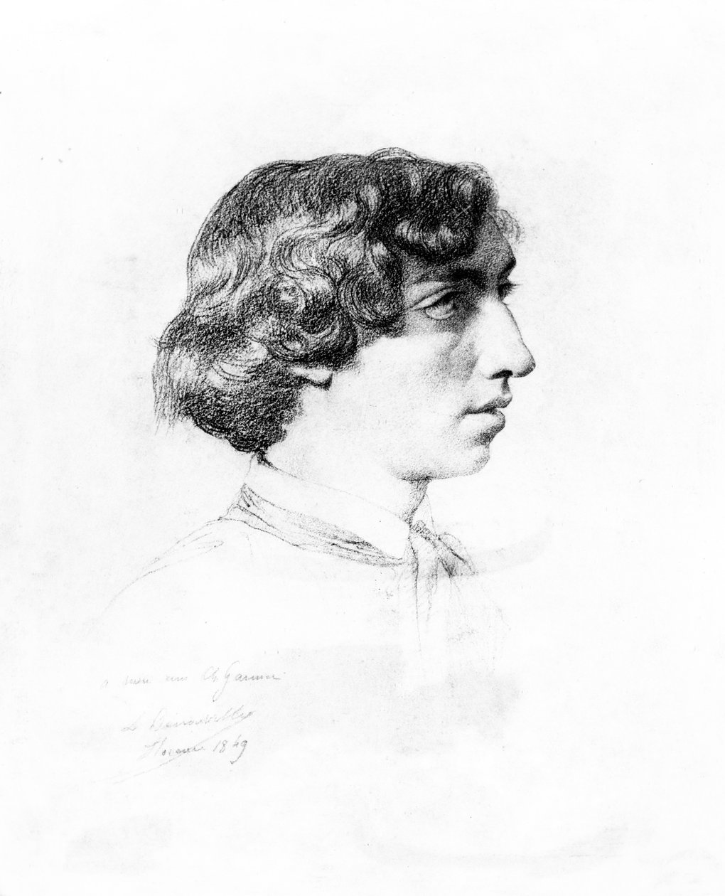 Charles Garnierin muotokuva nuorena miehenä, 1849 (Crayon and charcoal) tekijältä Francois Leon Benouville