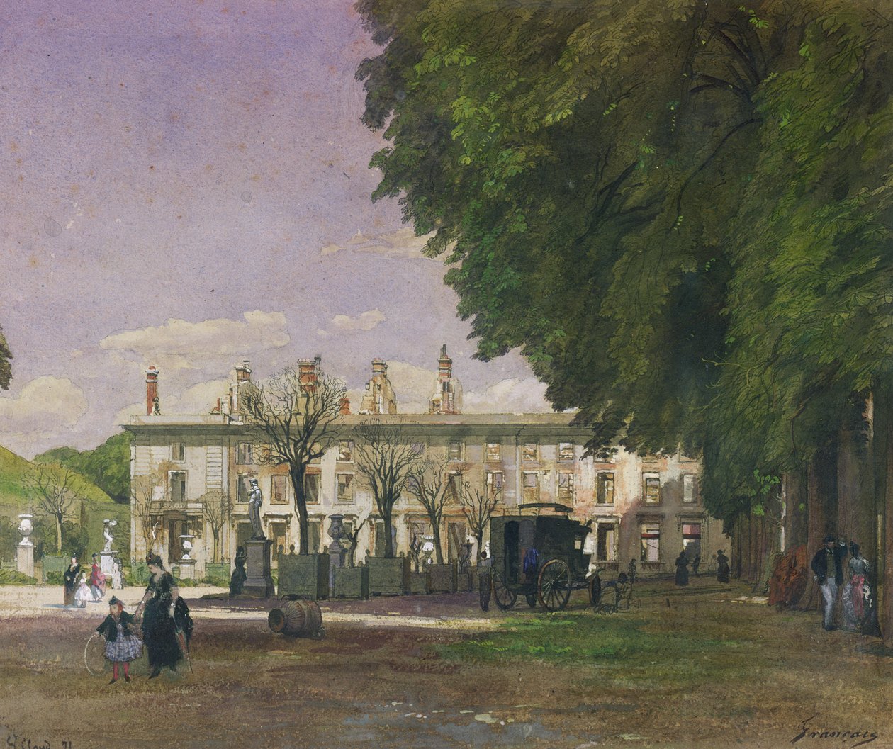 Chateau de Saint-Cloudin rauniot vuonna 1871 tekijältä Francois Louis Francais