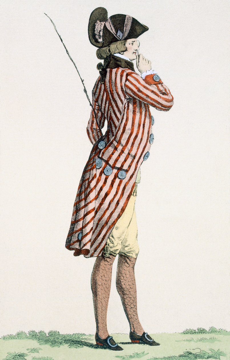 Le Lorgneur, kaiverrus Baquoi, levy nro 283 julkaisusta "Galeries des Modes et Costumes Francais", n. 1778-87 tekijältä Francois Louis Joseph Watteau